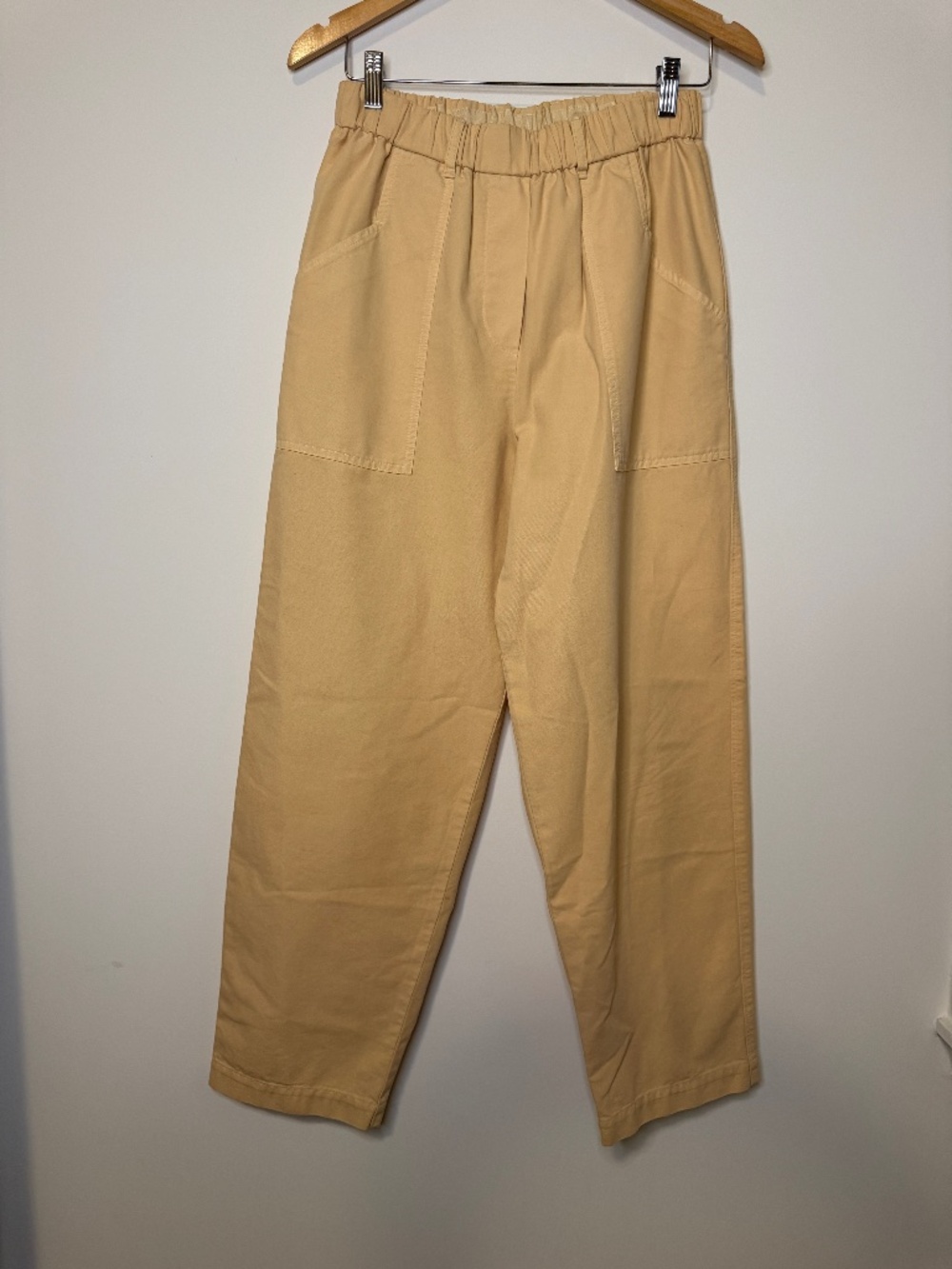 Forte Forte Cotton Tapered-Leg Utility Trousers-Peachy/Yellow-Size III/Large